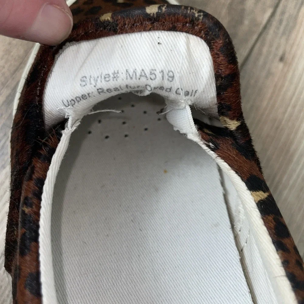 Madewell Women's 8 Sidewalk Slip On Sneakers Real Calf Hair Leopard‎ Print